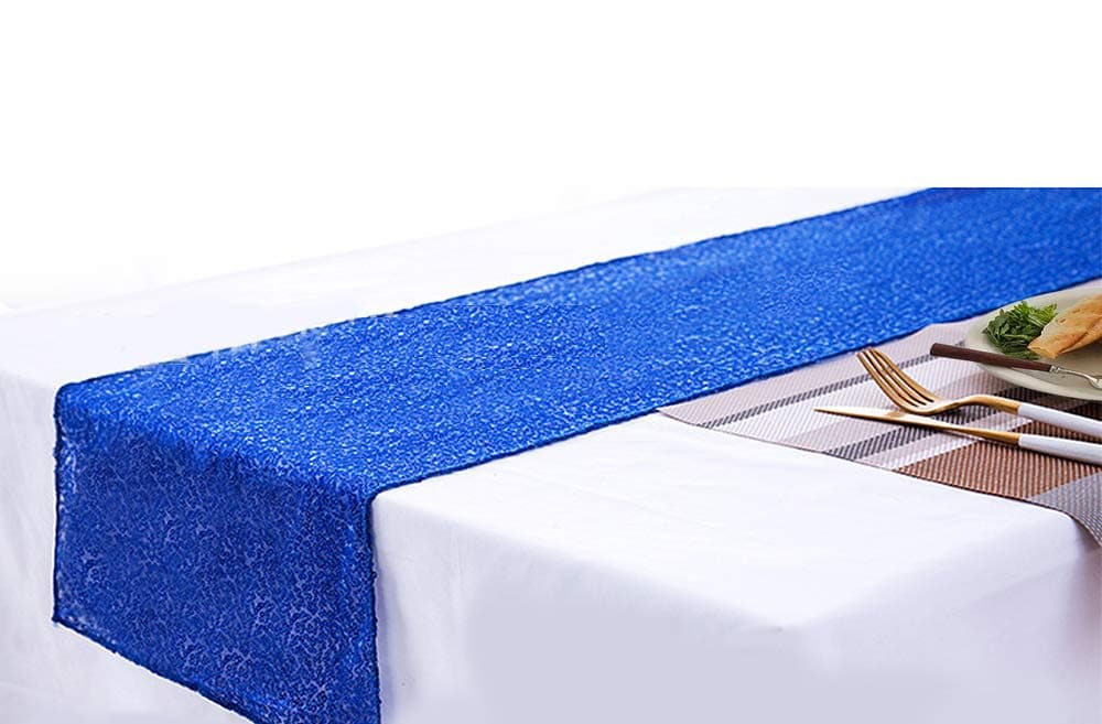 2 Packs Royal Blue Sequin Table Runners - 12 x 108 inches Glitter Sapphire Blue Table Runners for Birthday Wedding Bachelorette Baby Shower Valentine's Day Party Table Decorations Supplies thumbnail 3