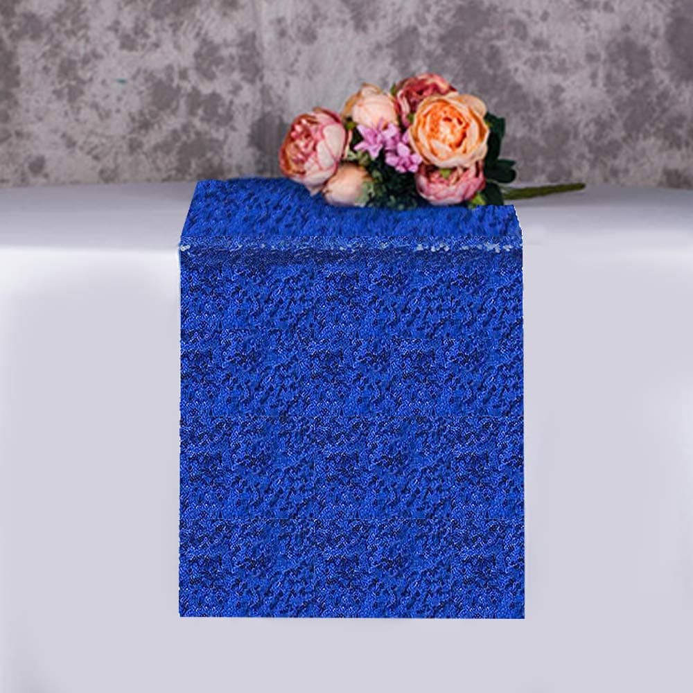 2 Packs Royal Blue Sequin Table Runners - 12 x 108 inches Glitter Sapphire Blue Table Runners for Birthday Wedding Bachelorette Baby Shower Valentine's Day Party Table Decorations Supplies thumbnail 4