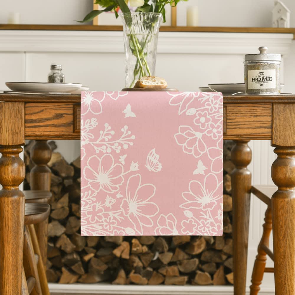 Artoid Mode Blue Bloom Flowers Butterfly Spring Table Runner, Seasonal Holiday Kitchen Dining Table Decoration for Home Party Indoor 13x36 Inch thumbnail 2