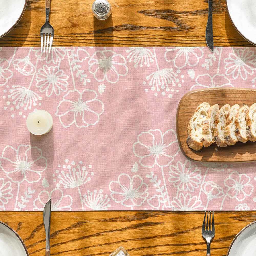 Artoid Mode Blue Bloom Flowers Butterfly Spring Table Runner, Seasonal Holiday Kitchen Dining Table Decoration for Home Party Indoor 13x36 Inch thumbnail 4