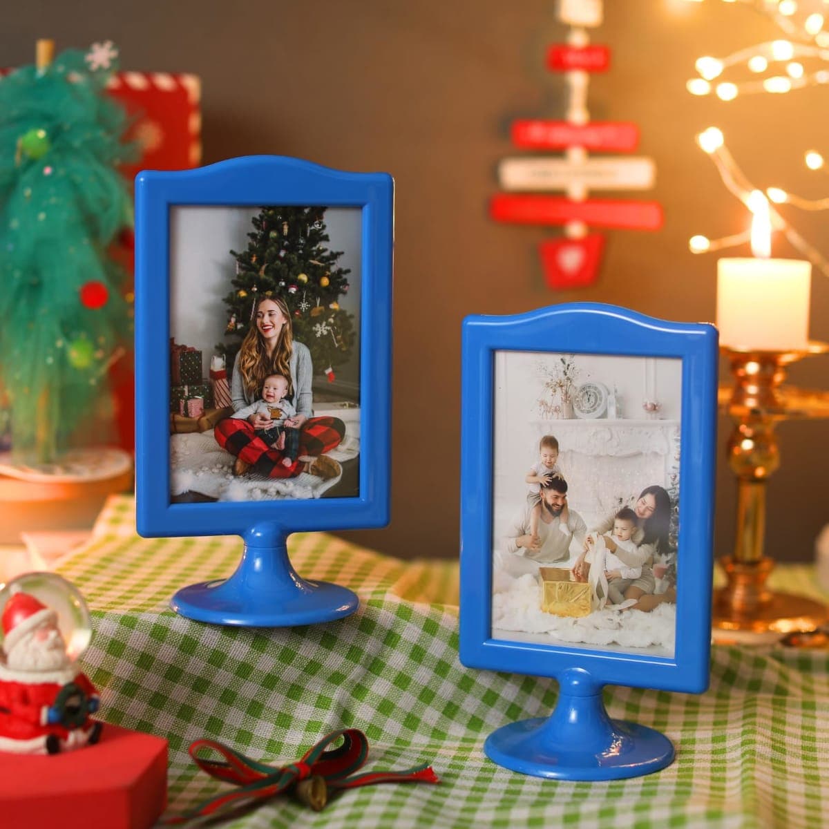 Litpoetic Double Sided Standing Picture Frame 4x6 Plastic Picture Frame Bulk White Photo Stand Picture Holder for Table Number Menu Display Wedding Graduation (10 Pack) (Blue) thumbnail 3