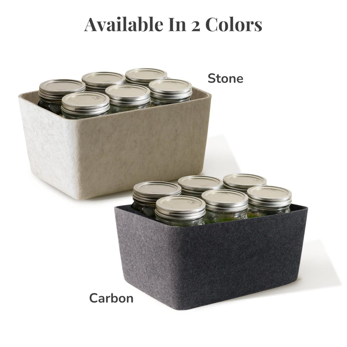 SortJoy The Sculpted Wide Bin Storage Bin Felt Storage Basket Drawer Organizer Bins Box Toy Pet Books Clothes Closet Cabinet Bathroom, Pantry, Kitchen 12 x 9 x 6 (Stone, Oatmeal) thumbnail 2