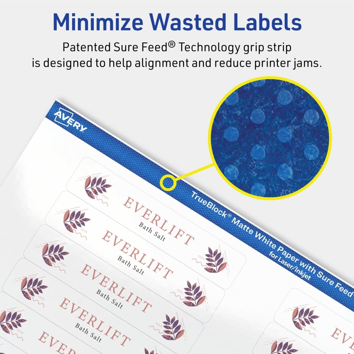 Avery TrueBlock Matte White Rectangle Labels, Sure Feed Technology, 5/8" x 3", 320 Matte White Labels, Laser/Inkjet Printable, Great for Packaging and Product Merchandising thumbnail 4