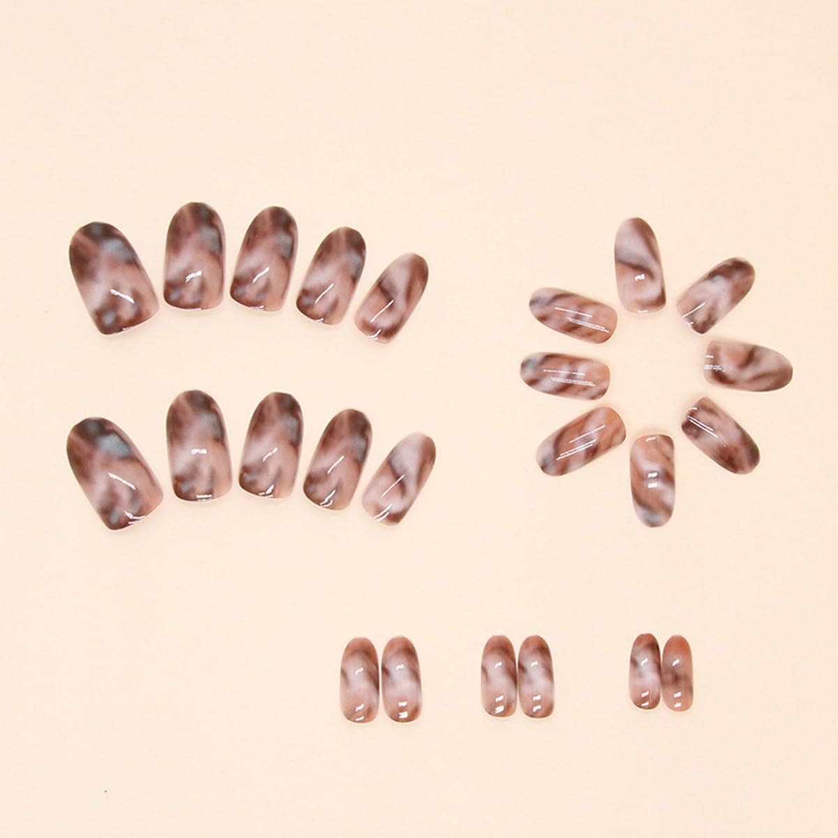 24 Pcs Blue Press on Nails Short Almond WLGDLH White French Fake Nails Press ons with Tortoise Shell Pattern Design Reusable Blue Gradient False Nail Full Cover Nude Stick on Nails for Women thumbnail 3