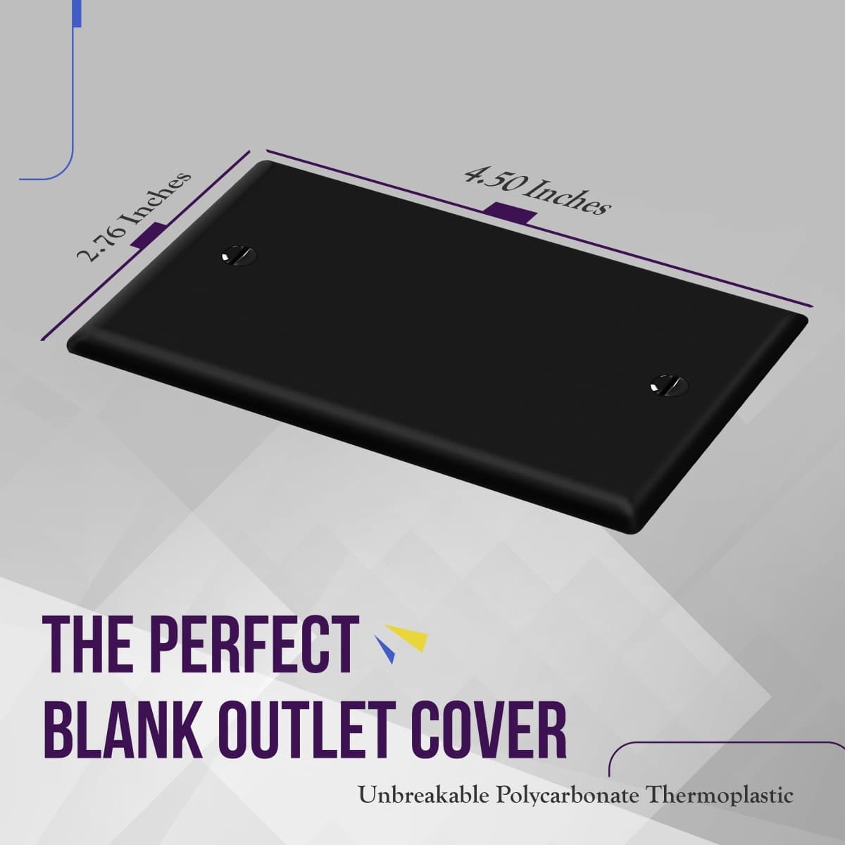 Enerlites 8801-BK Blank Cover Wall Plate, Standard Size 1-Gang, Unbreakable Polycarbonate Thermoplastic, Black thumbnail 2