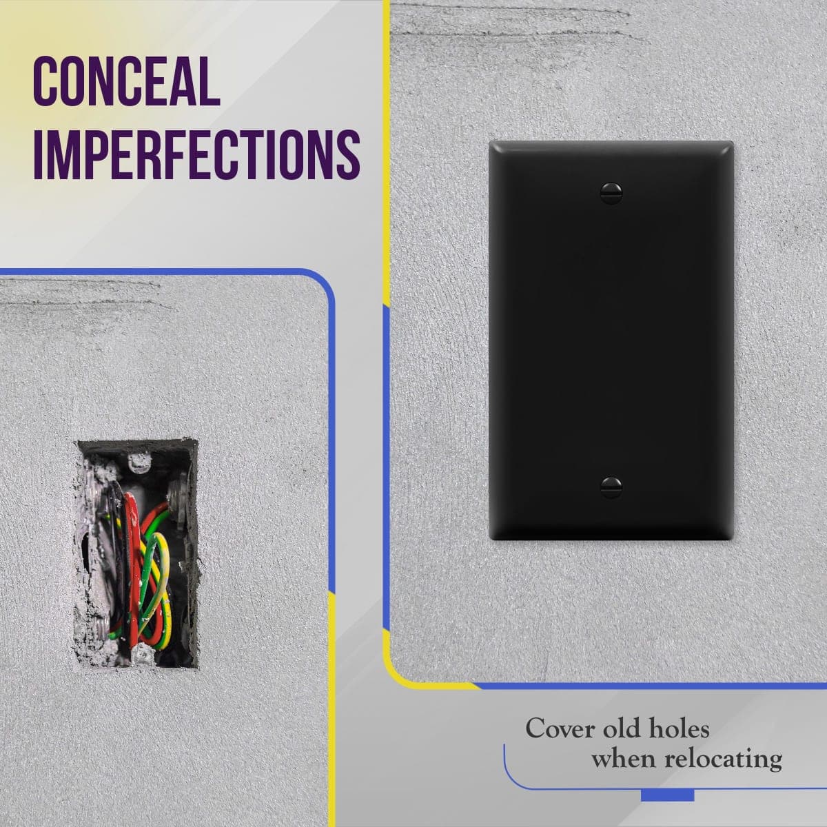 Enerlites 8801-BK Blank Cover Wall Plate, Standard Size 1-Gang, Unbreakable Polycarbonate Thermoplastic, Black thumbnail 5