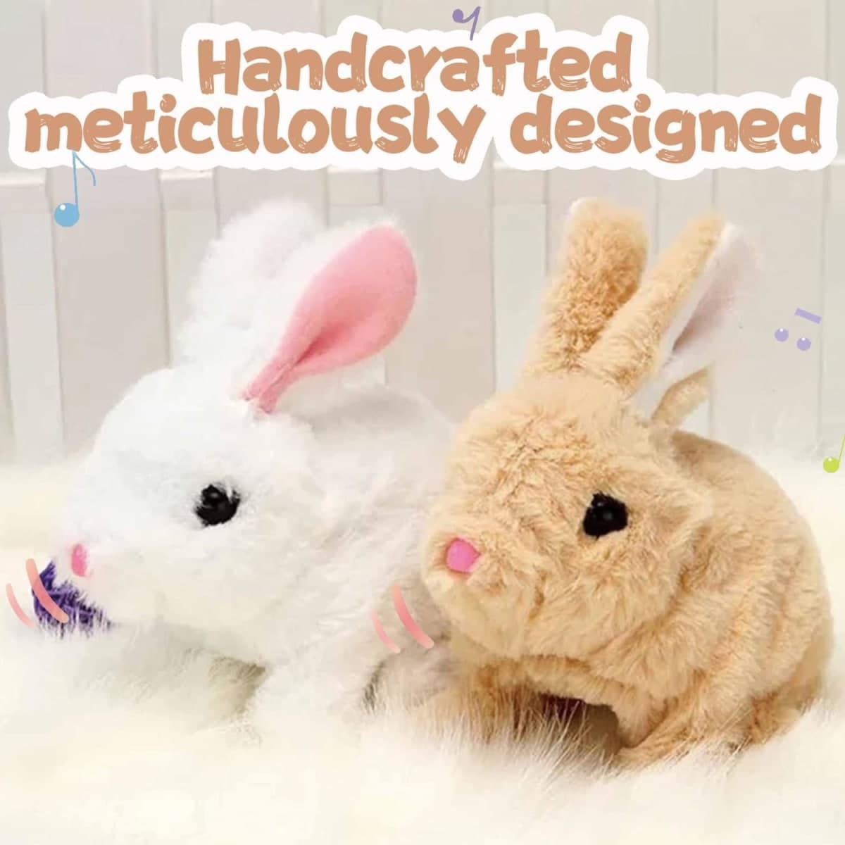 Gyfimdo My Realistic Bunny Toy, Interactive Bunny Realistic Bunny, Jumping, Twitching, and Shaking Ears (White) thumbnail 2