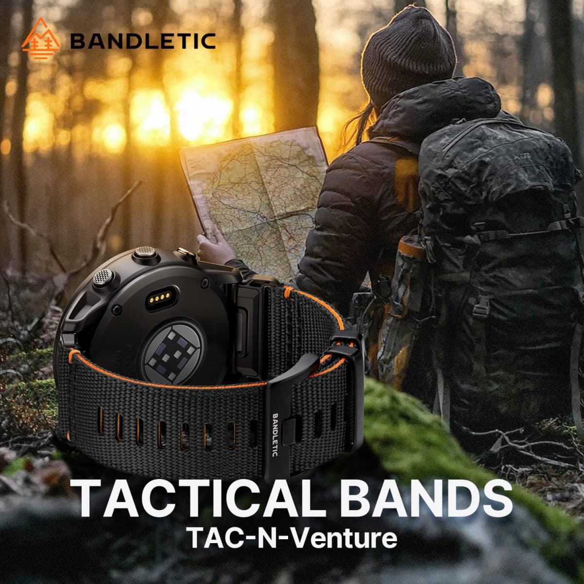Bandletic Compatible with Garmin Fenix 8 47mm 7 6 Watch Band - 22mm Quick Fit Rugged Nylon Replacement Band for Fenix 7 6 Pro/5 Plus/Instinct 2 3 E 45mm/Forerunner 970 965/Approach S70 S62/Epix Pro thumbnail 2