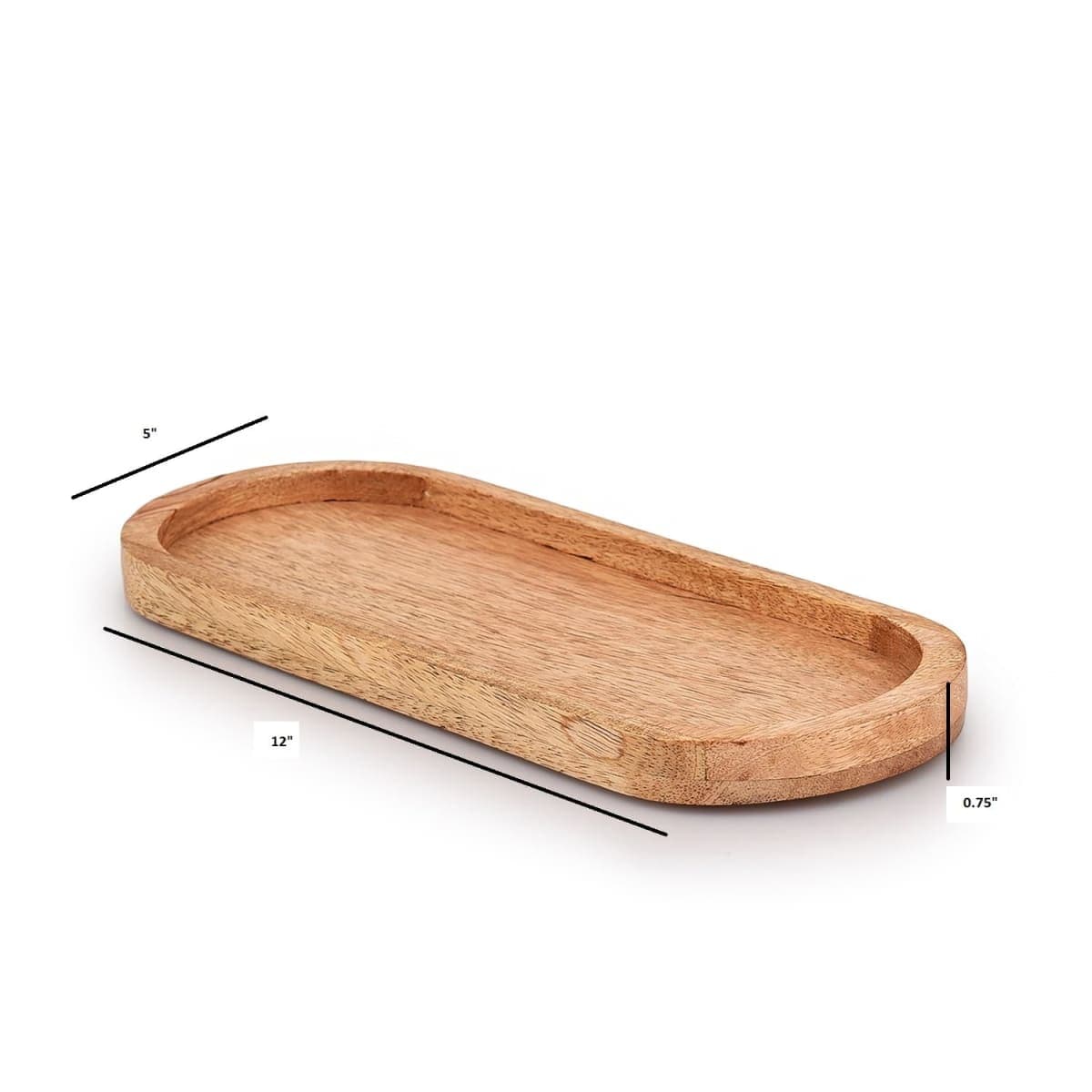 Samhita Mango Oval Wood Tray Set of 3 Perfect for Food Holder/BBQ, Serve Cheese, Sushi, Holiday Snacks, and More. (12" x 5" x 0.75") thumbnail 5