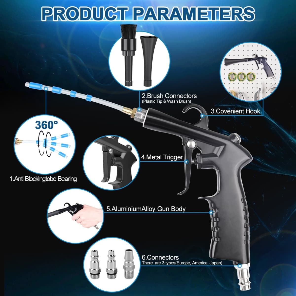 Pararose Car Cleaning Gun Detailing Interior Dryer Air Blow Gun, High Pressure Blower Kit Cleaner, Tools For Quickly Blasts Dirt And Dust Works With thumbnail 2