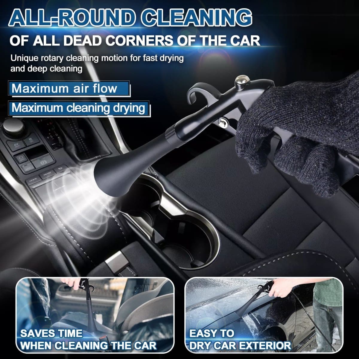 Pararose Car Cleaning Gun Detailing Interior Dryer Air Blow Gun, High Pressure Blower Kit Cleaner, Tools For Quickly Blasts Dirt And Dust Works With thumbnail 3