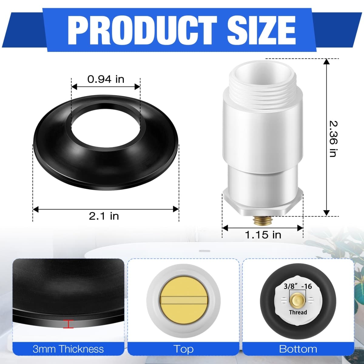 Avenuebool Bathtub Drain Stopper Compatible with Kohler K-7272, K-7271, K-7259 and K-7265, Compatible with 1068204 Model, Bathtub Stopper Replacement, Enhanced Durability, Easy Installation(2 Pack) thumbnail 2