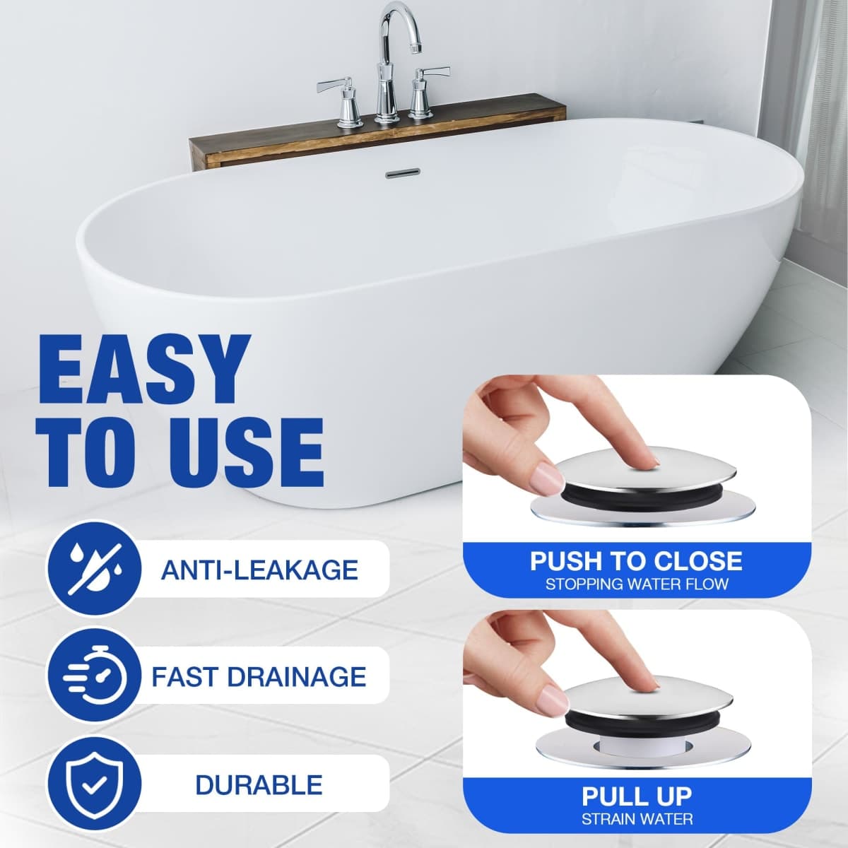 Avenuebool Bathtub Drain Stopper Compatible with Kohler K-7272, K-7271, K-7259 and K-7265, Compatible with 1068204 Model, Bathtub Stopper Replacement, Enhanced Durability, Easy Installation(2 Pack) thumbnail 5