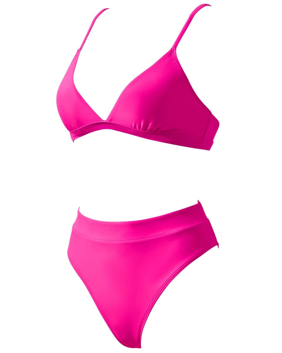 SUUKSESS Women Sexy High Waisted 2 Piece Bikini Sets Triangle High Cut Swimsuits, 127 Hot Pink, Small thumbnail 5