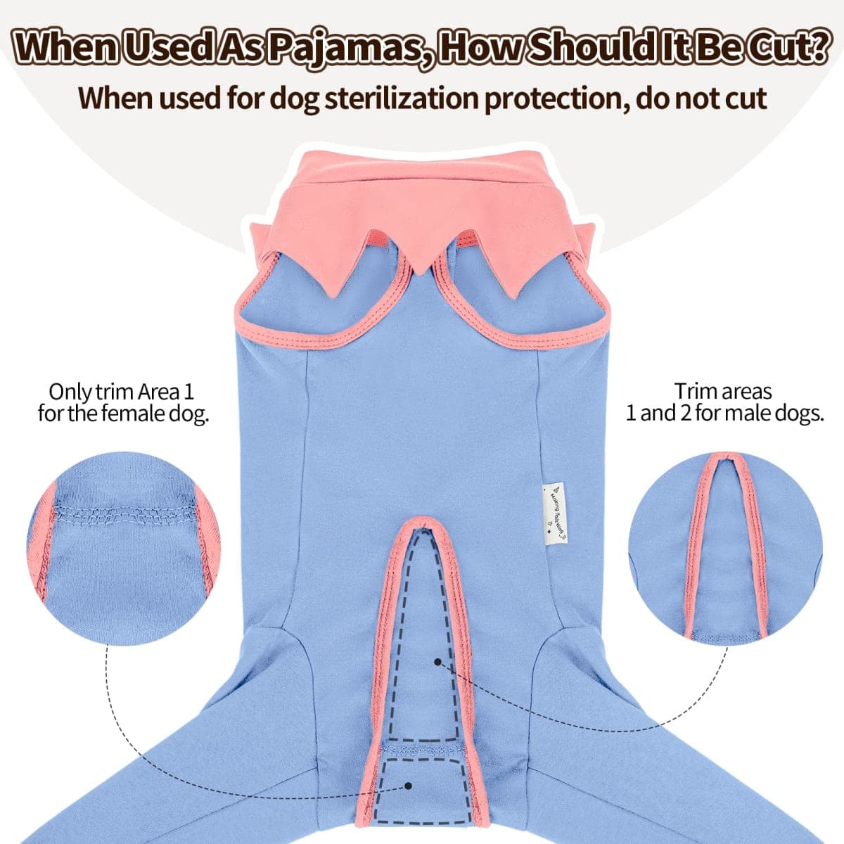 FUAMEY Dog Recovery Suit with Padded Rear Leg Sleeve,Zip-Up Dog Onesie for Spay Neuter Surgery,Dogs Bodysuit Prevents Licking Wounds on Thigh Incision Joints,Dogs Prevent Licking Shirt Blue S thumbnail 5