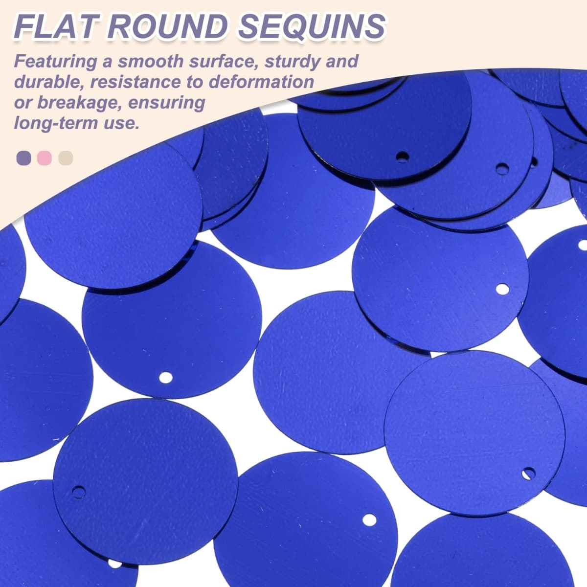 MECCANIXITY 450 Pcs Flat Round Sequins 20mm/0.8 Inch Loose Paillettes Craft Sewing Sequins with Single Side Hole for DIY Embroidery Clothing Jewelry Making, Dark Blue thumbnail 3