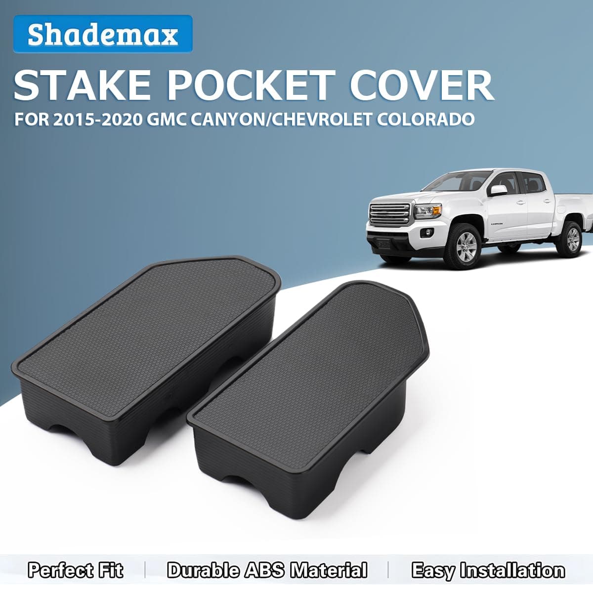 Shademax Stake Pocket Covers Custom Fit for 2015-2022 GMC Canyon/Chevy Colorado Truck Bed Rail Hole Plugs Stake Pocket Caps Cover Accessories (Set of 2) thumbnail 2