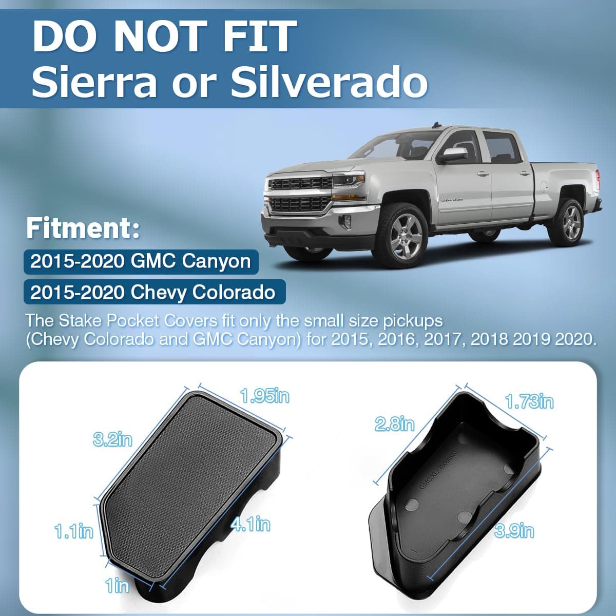 Shademax Stake Pocket Covers Custom Fit for 2015-2022 GMC Canyon/Chevy Colorado Truck Bed Rail Hole Plugs Stake Pocket Caps Cover Accessories (Set of 2) thumbnail 5