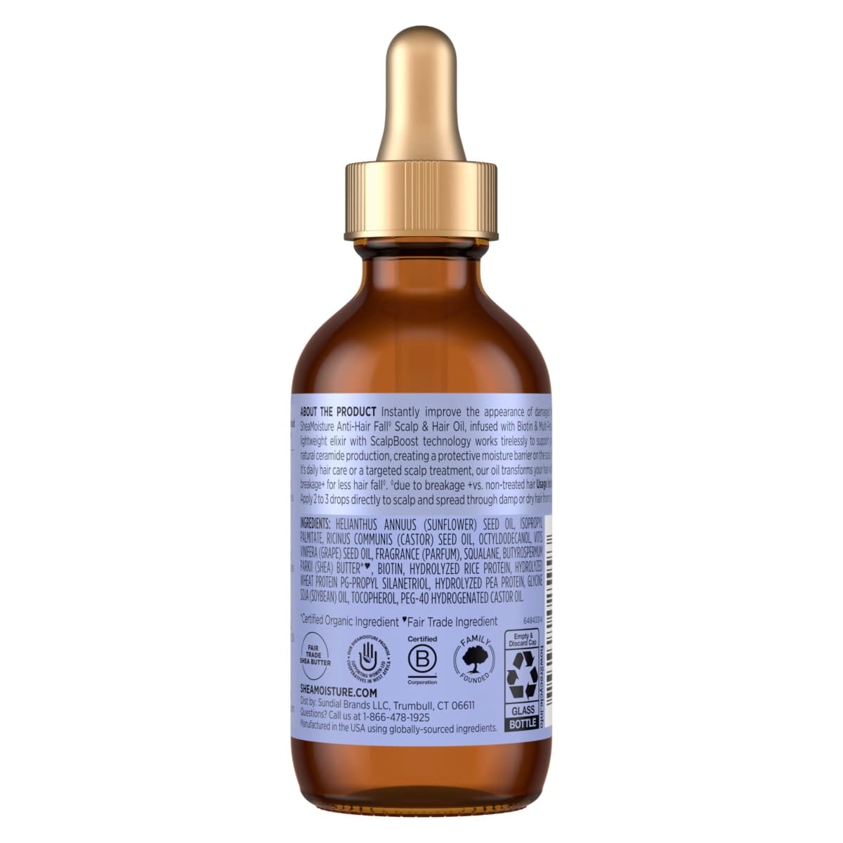 SheaMoisture Anti-Hair Fall Scalp & Hair Oil, with Biotin & Multi-Peptide & ScalpBoost Technology, Healthy Looking Hair and Moisturized Scalp, 59mL thumbnail 2
