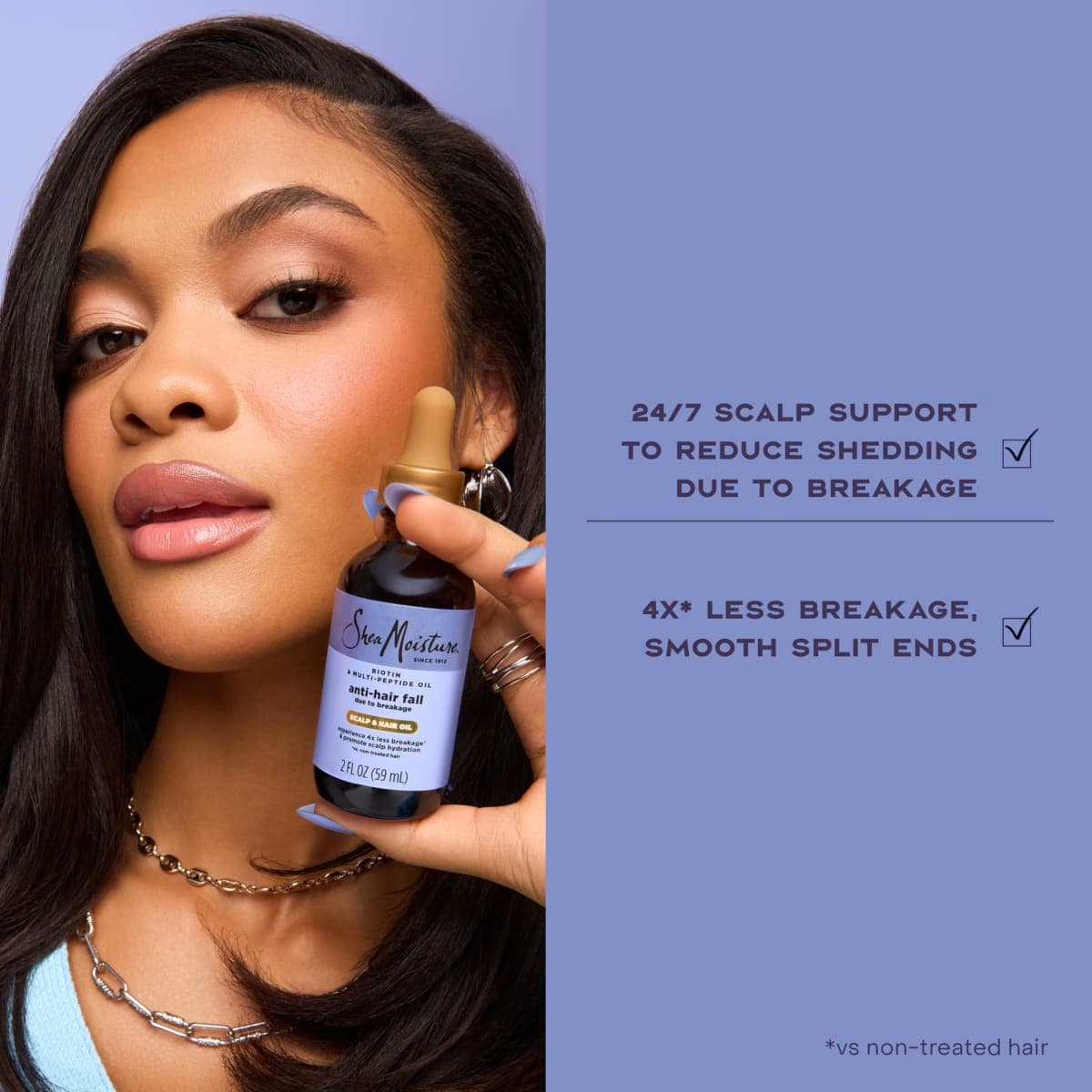 SheaMoisture Anti-Hair Fall Scalp & Hair Oil, with Biotin & Multi-Peptide & ScalpBoost Technology, Healthy Looking Hair and Moisturized Scalp, 59mL thumbnail 3