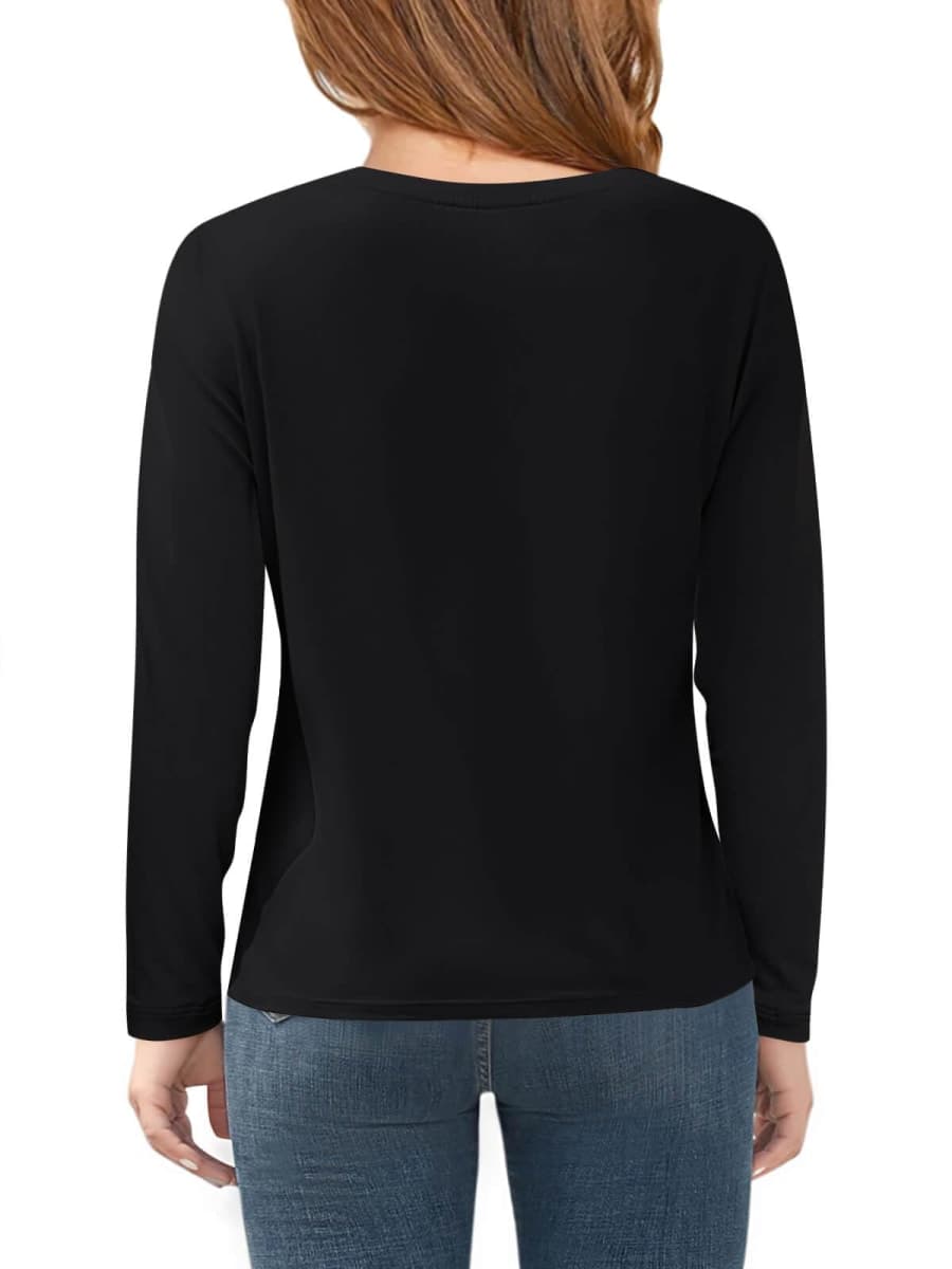 Haloumoning Girls Long Sleeve T Shirts Kids Fall Tops Crewneck Basic Tees 5-14Y, Black, 11-12 Years thumbnail 2