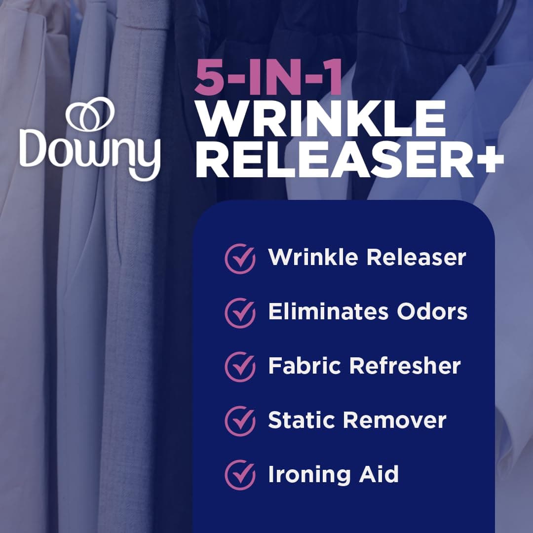 Downy Wrinkle Releaser Fabric Refresher Spray, Odor Eliminator, Ironing Aid and Anti Static Spray, Light Fresh Scent, 33.8 Fl Oz thumbnail 4