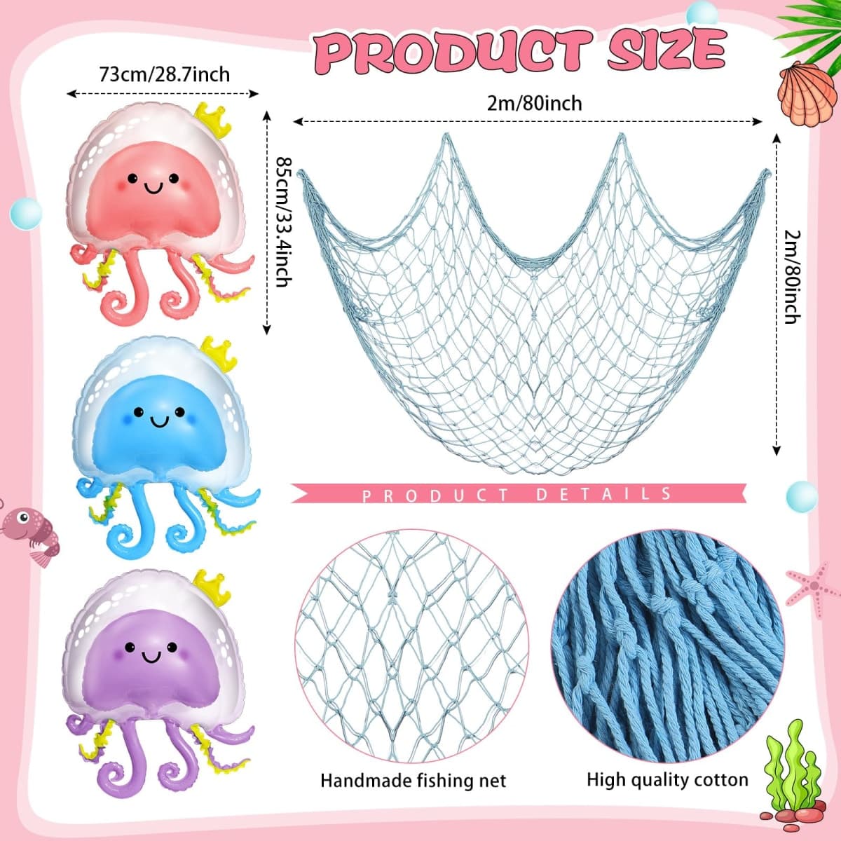 Silipull 4 Pcs Jellyfish Balloons Inflatable Jellyfish Octopus Sea Party Decorations Sunmmer Sea Animal Balloons for Sea Theme Party Decorations thumbnail 2