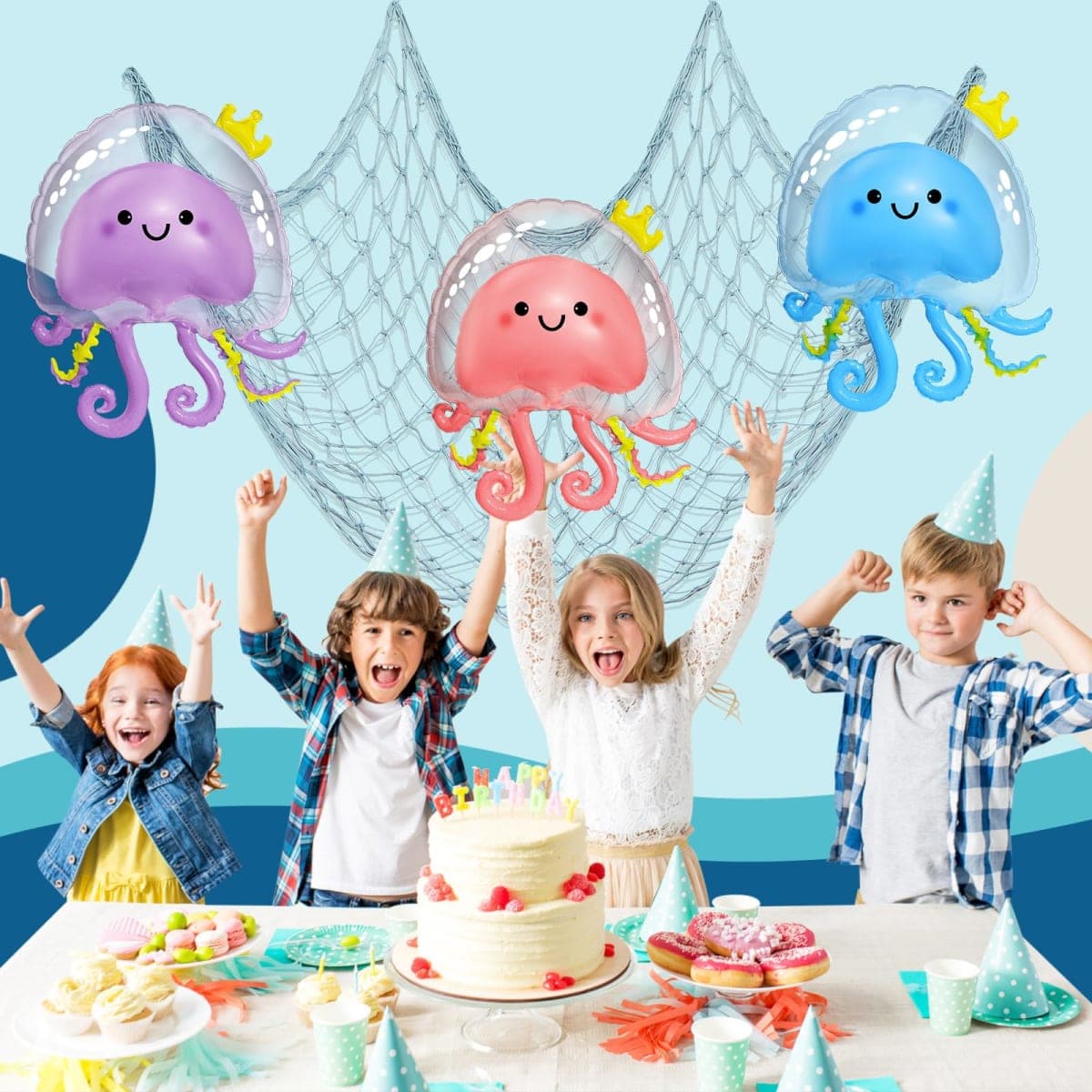 Silipull 4 Pcs Jellyfish Balloons Inflatable Jellyfish Octopus Sea Party Decorations Sunmmer Sea Animal Balloons for Sea Theme Party Decorations thumbnail 3
