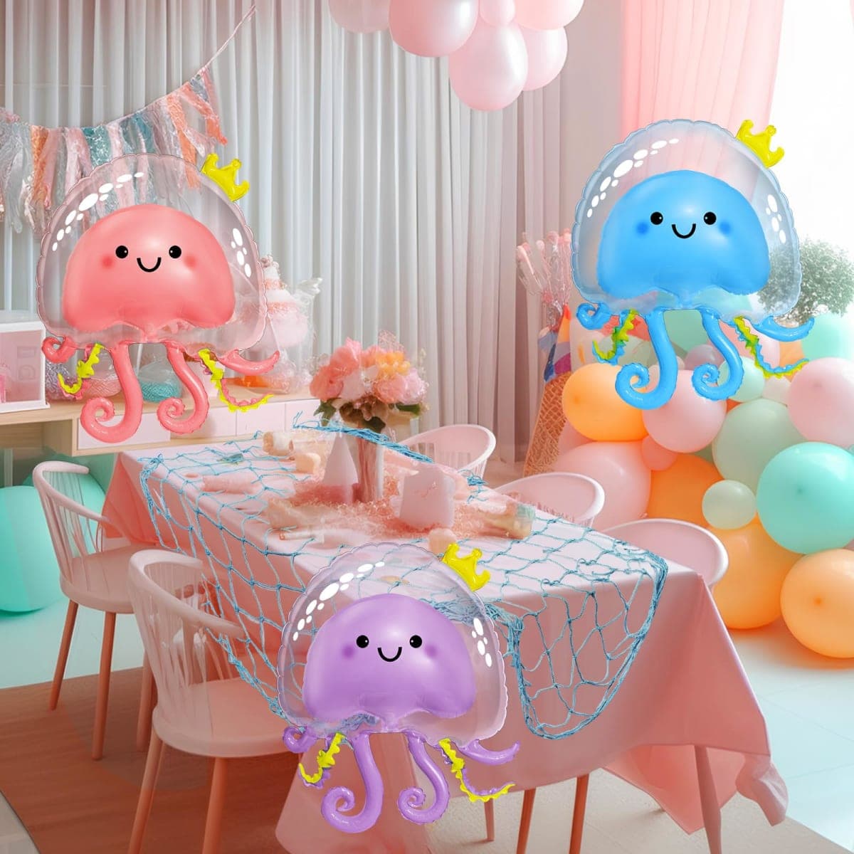 Silipull 4 Pcs Jellyfish Balloons Inflatable Jellyfish Octopus Sea Party Decorations Sunmmer Sea Animal Balloons for Sea Theme Party Decorations thumbnail 4