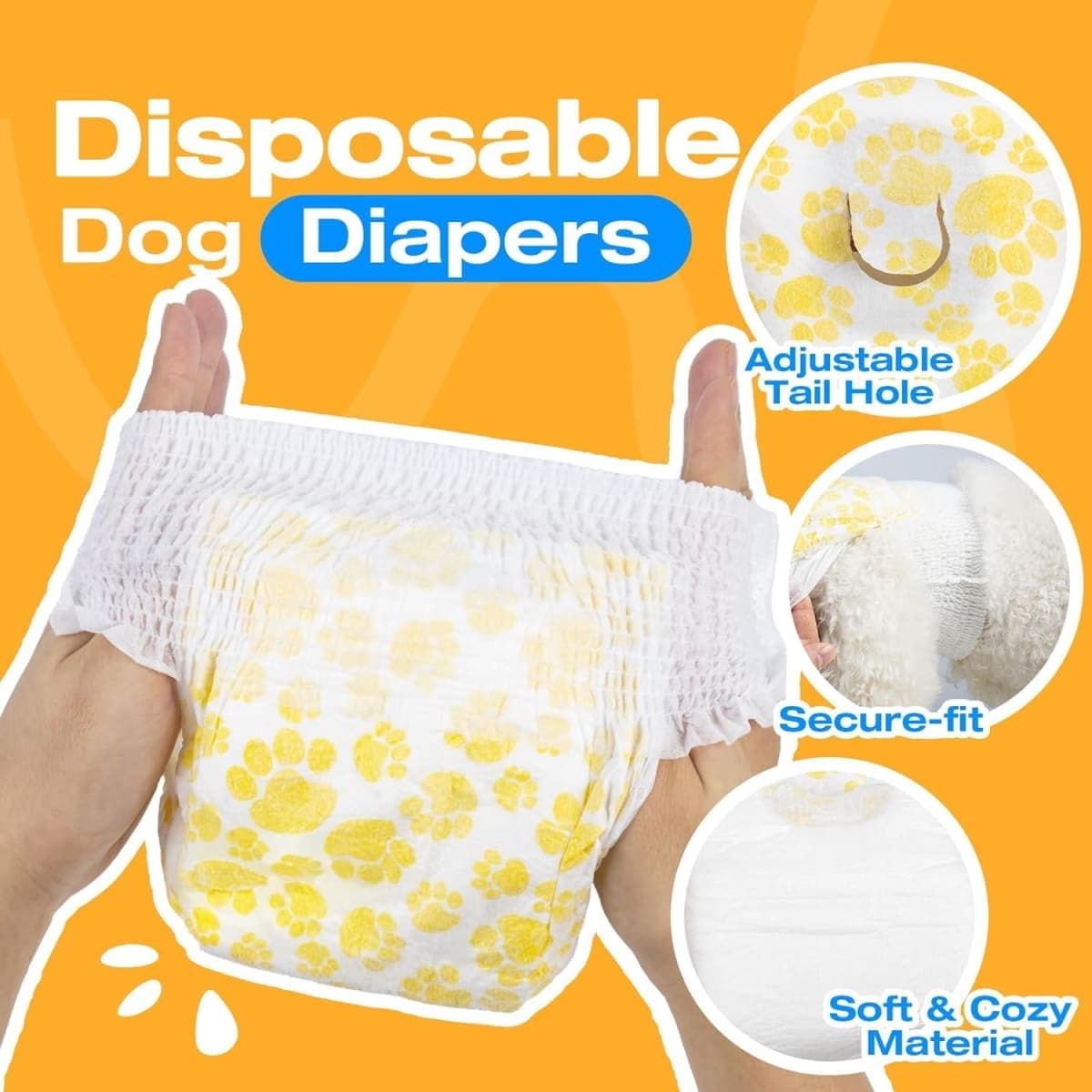 Pet Soft Disposable Dog Diapers Female, Pull Up Doggie Diapers for Female Dogs, 360°Stretchy Waist Puppy Diapers, Super Absorbent Doggy Diaper Leak Proof Design for Dogs in Heat (Large, Count, 40.0) thumbnail 2