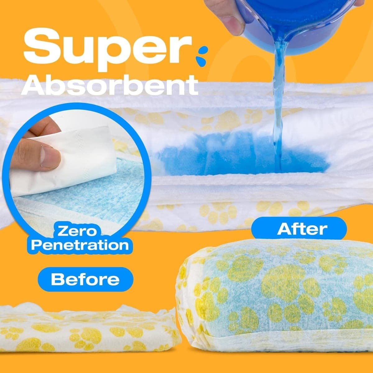 Pet Soft Disposable Dog Diapers Female, Pull Up Doggie Diapers for Female Dogs, 360°Stretchy Waist Puppy Diapers, Super Absorbent Doggy Diaper Leak Proof Design for Dogs in Heat (Large, Count, 40.0) thumbnail 4