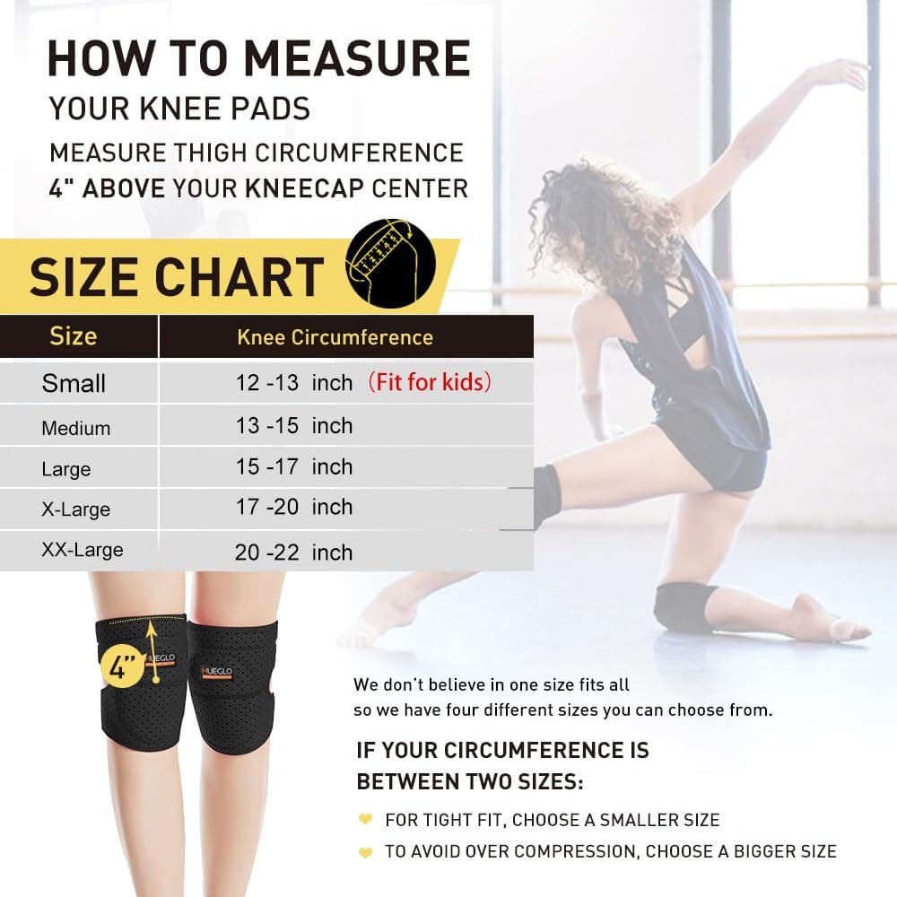 HUEGLO Protective Knee Pads for Dancers,Volleyball Knee Pad for Girls,Soft Sponge Knee Pads for Avoid Floor Burns & Bruising,1Pair,Medium thumbnail 2