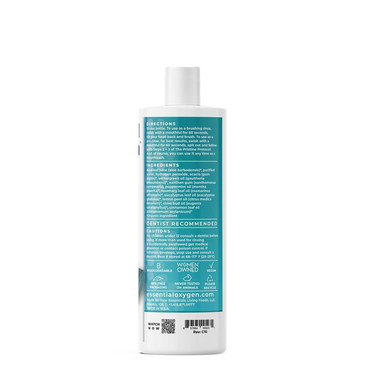 Essential Oxygen Certified BR Organic Brushing Rinse, All Natural Mouthwash for Whiter Teeth, Fresher Breath, and Happier Gums, Alcohol-Free Oral Care, Wintergreen, 16 Ounce thumbnail 3