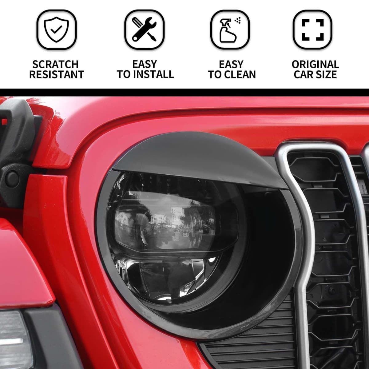 Hoolcar Headlight Cover Trim Fit for 2024 2025+ Jeep Wrangler JL &Unlimited 4XE Front Headlight Frame Trim Bezels Exterior Accessories, Black thumbnail 3