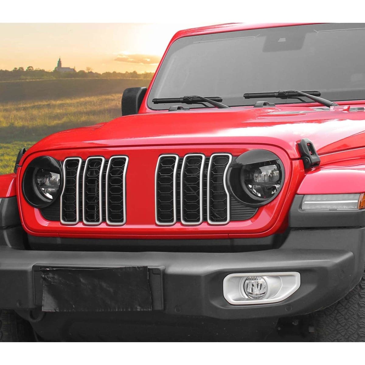 Hoolcar Headlight Cover Trim Fit for 2024 2025+ Jeep Wrangler JL &Unlimited 4XE Front Headlight Frame Trim Bezels Exterior Accessories, Black thumbnail 4