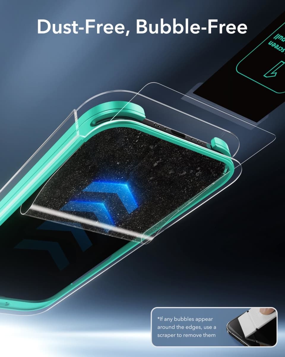 ESR 3 Pack 9H+ Glass for iPhone 16 Pro Max Screen Protector,[Military-Grade Shatterproof], with AR Anti-Reflective Technology, Armorite Ultra-Tough Tempered Glass with Ultra Fit Tray thumbnail 4