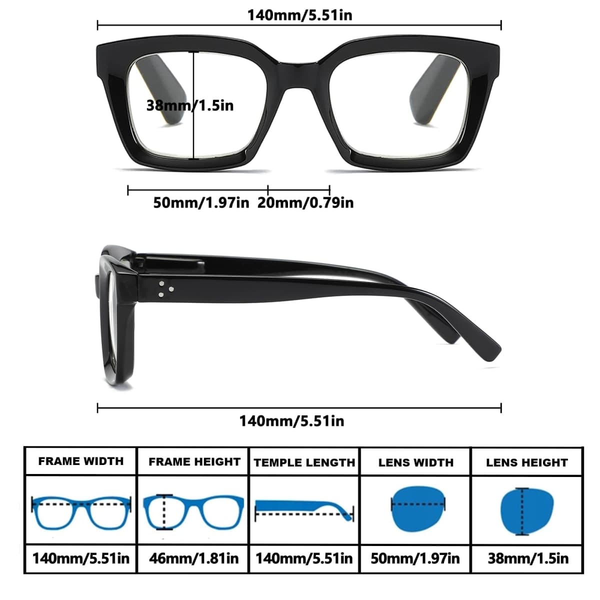 ZXYOO Near-range Workspace Progressive Reading Glasses for Women,Blue Light Blocking Reader Oversized Oprah Square Anti Glare/Eyestrain Spring Hinge（Tortoise+1.50） thumbnail 3