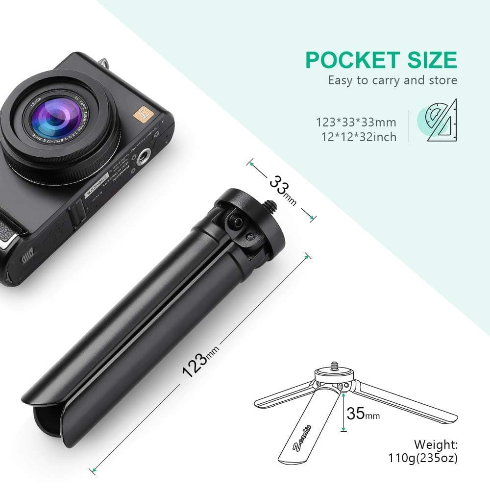Zeadio Metal Mini Tripod, Max Load 20kg/44lb, Desktop Tabletop Stand Tripod for Smooth 4, Crane Plus, Crane 2, Osmo Mobile, Ronin-S, Vimble 2, Gimble Handle Grip Stabilizer and All Cameras thumbnail 2