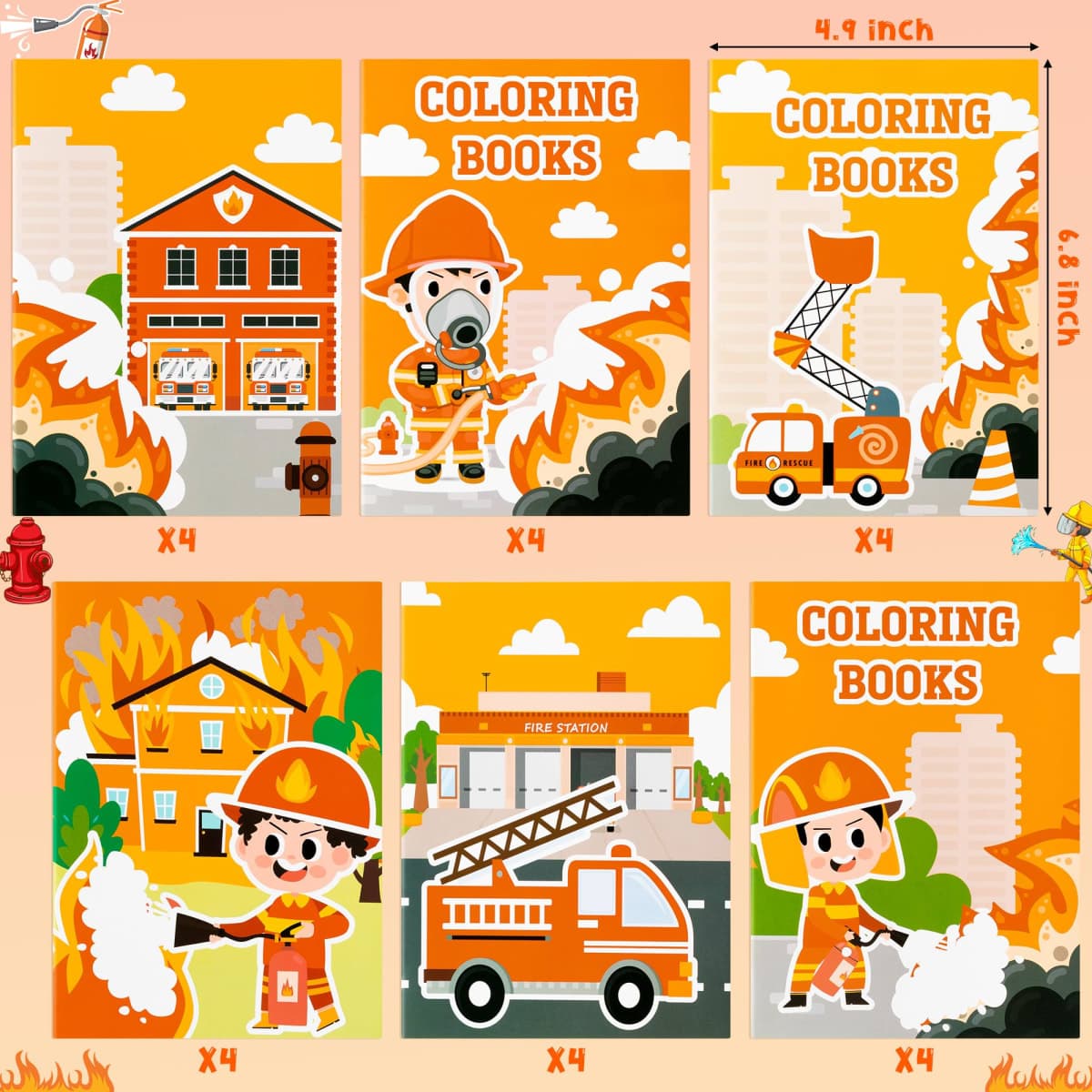 JAPBOR 24pcs Fire Truck Coloring Books, Firefighter Party Favors Color Pages Drawing Booklet Supplies, Fireman Themed DIY Art Doodle Colouring Book Bulk Painting Games Goodie Bag Fillers thumbnail 2