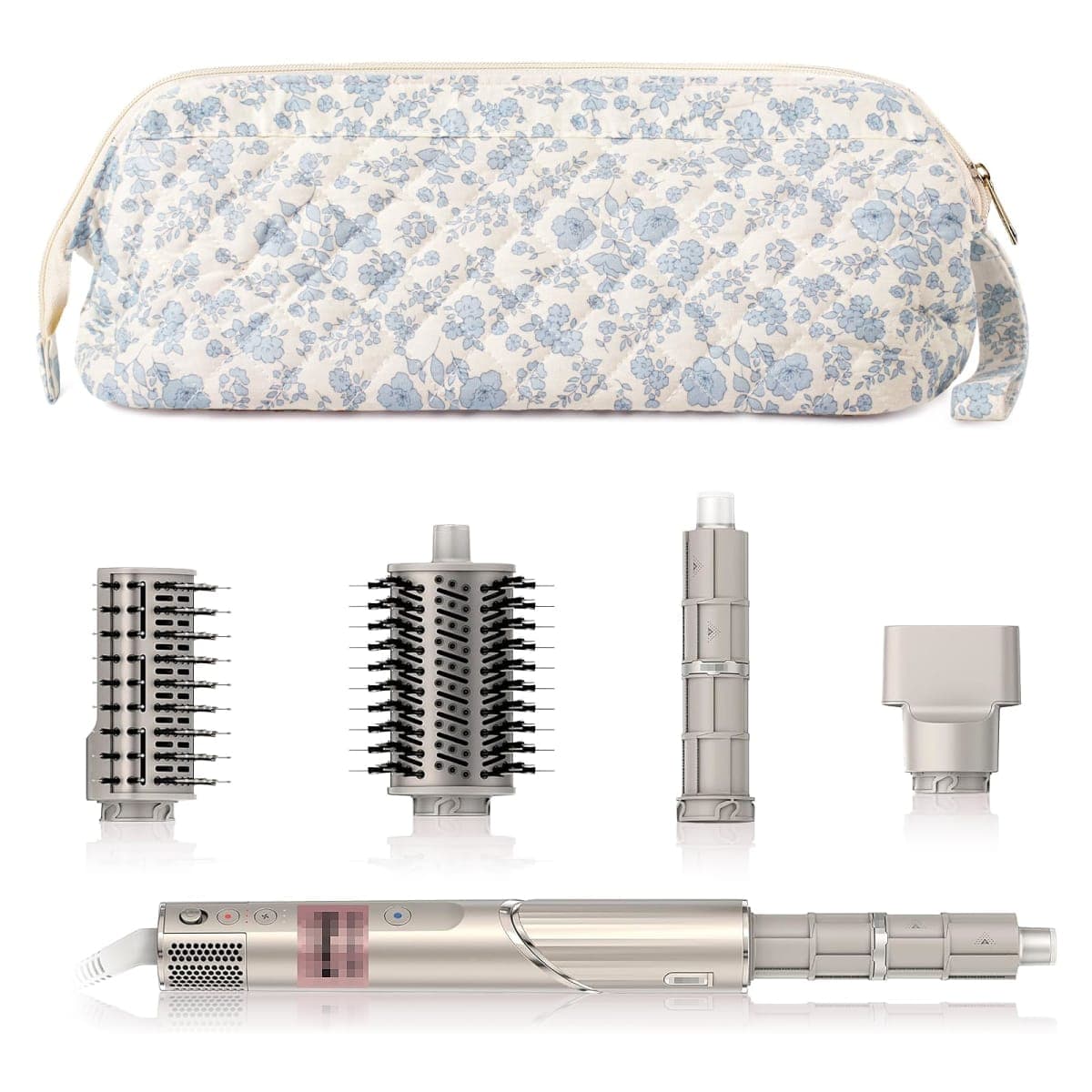 Voryssent Quilted Hair Tool Travel Bag, Shark Flex Style Travel Case For Dyson Hair Dryer Airwrap Bag, Curling Iron Bags Quilted For Shark Dyson Revlon Organizer Accessories (Blue flowers) thumbnail 2