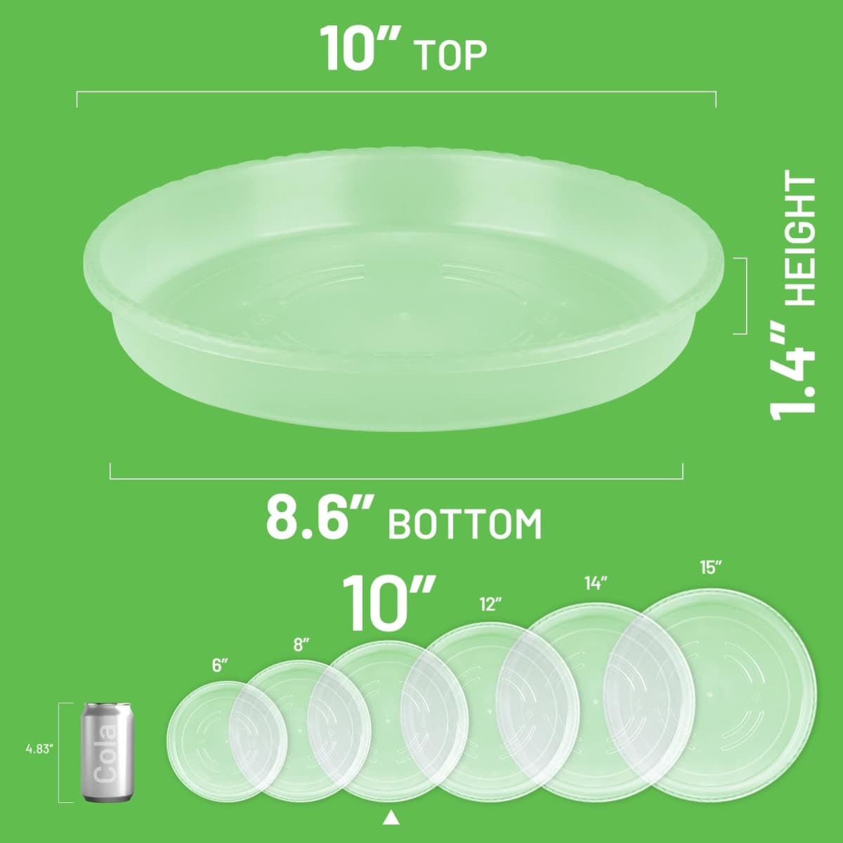MUDEELA 6 Pack of 10 inch Plant Saucer, Durable Plastic Plant Trays for Indoors, Clear Plastic Flower Plant Pot Saucer, Made of Thicker, Stronger Plastic, with Taller Design thumbnail 2