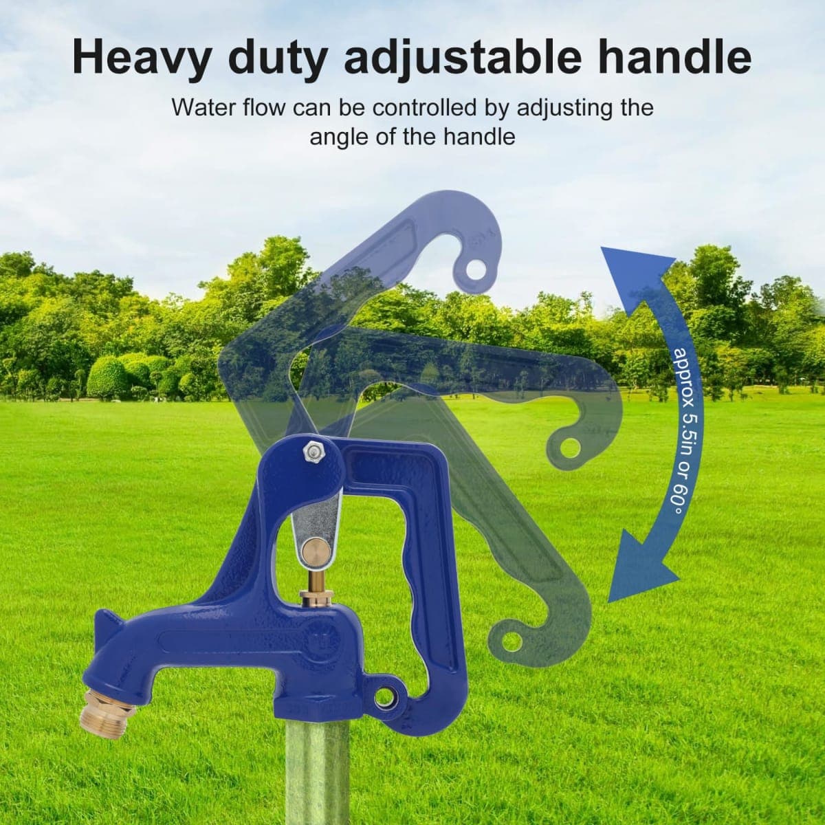 Frost-Free Outdoor Faucet, Yard Hydrant Complete Head Assembly, Freeze Proof Adapt to 1" NPT Male Thread Pipe With 3/8"-16 Nut Rod, 3/4" Pipe Connection thumbnail 3