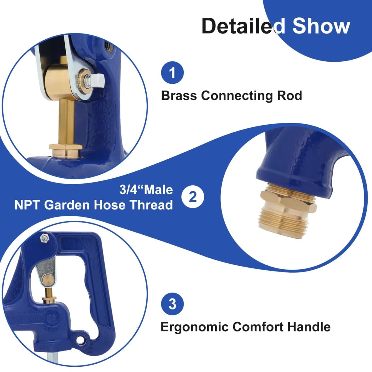 Frost-Free Outdoor Faucet, Yard Hydrant Complete Head Assembly, Freeze Proof Adapt to 1" NPT Male Thread Pipe With 3/8"-16 Nut Rod, 3/4" Pipe Connection thumbnail 4