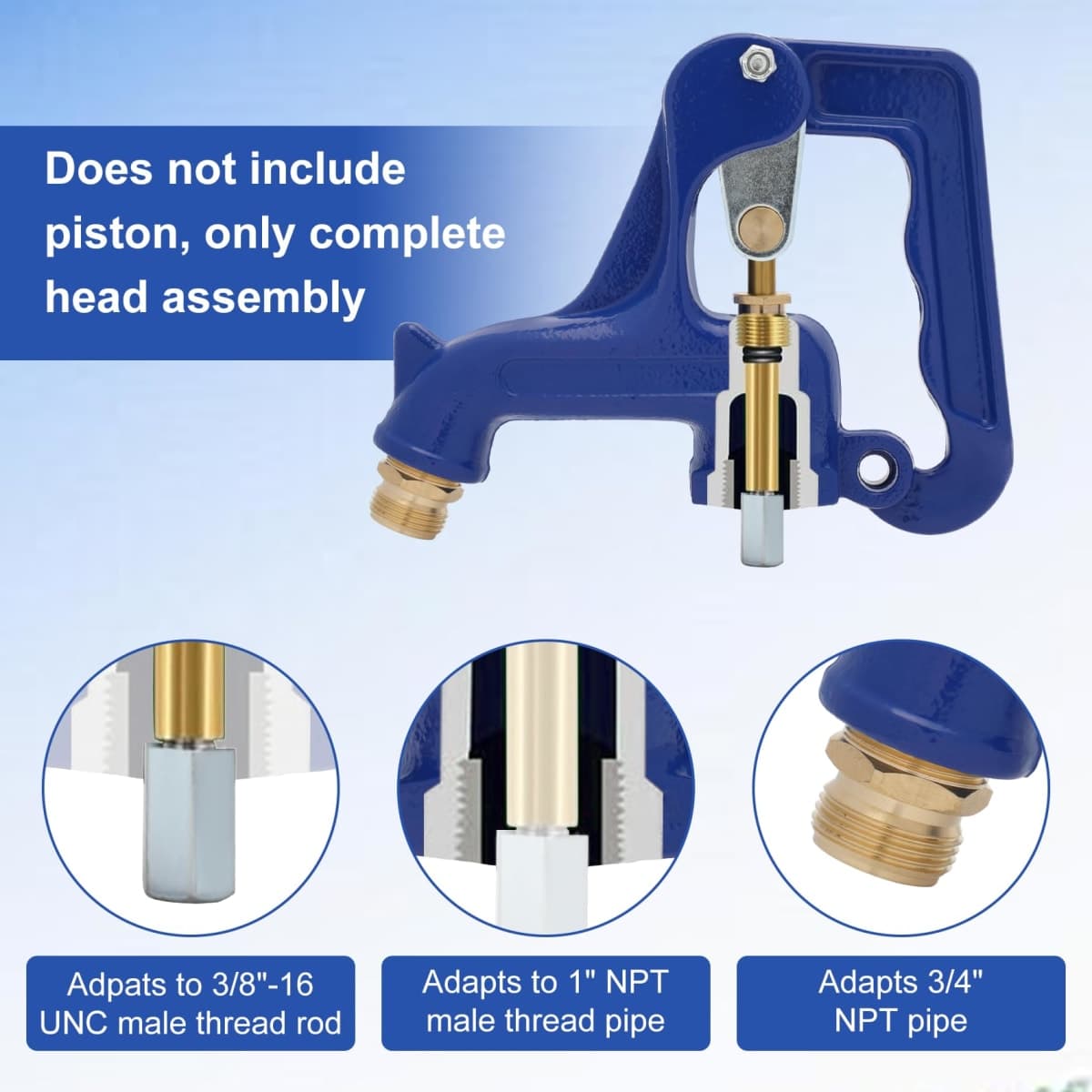 Frost-Free Outdoor Faucet, Yard Hydrant Complete Head Assembly, Freeze Proof Adapt to 1" NPT Male Thread Pipe With 3/8"-16 Nut Rod, 3/4" Pipe Connection thumbnail 5