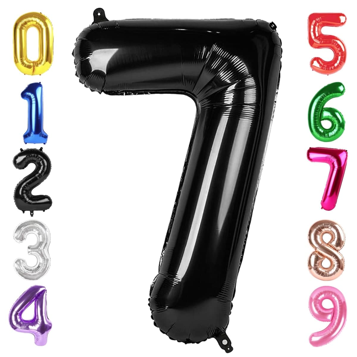 40 Inch Black Number 7 Balloon, Giant 7 Number Balloons for 7th Birthday Decorations, Party Supplies, Black Party Decor — image 1