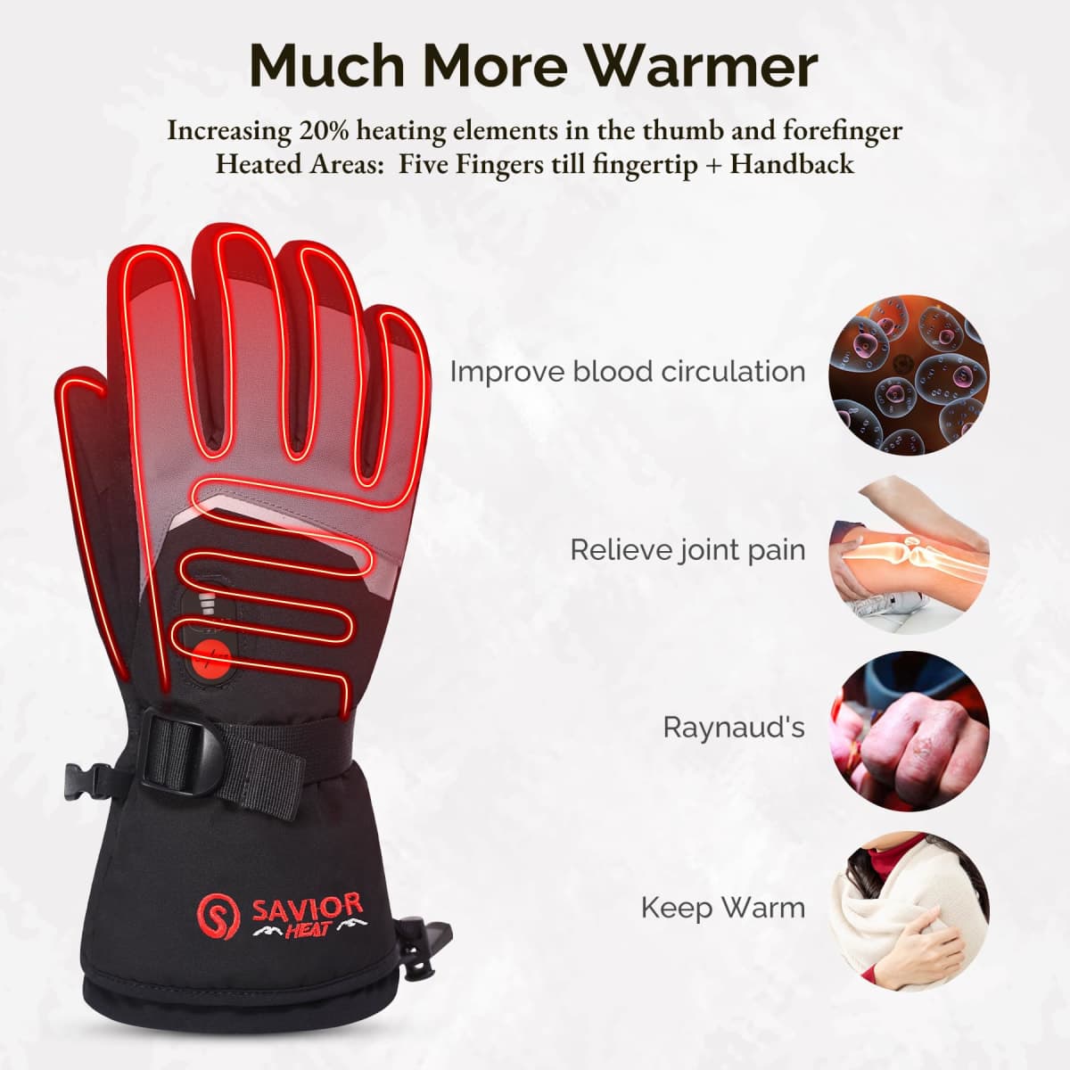 Heated Gloves for Men Women, SAVIOR HEAT Electric Battery Powered Ski Gloves, Rechargeable Ski Motorcycle Freezer Work for Winter Outdoors thumbnail 4