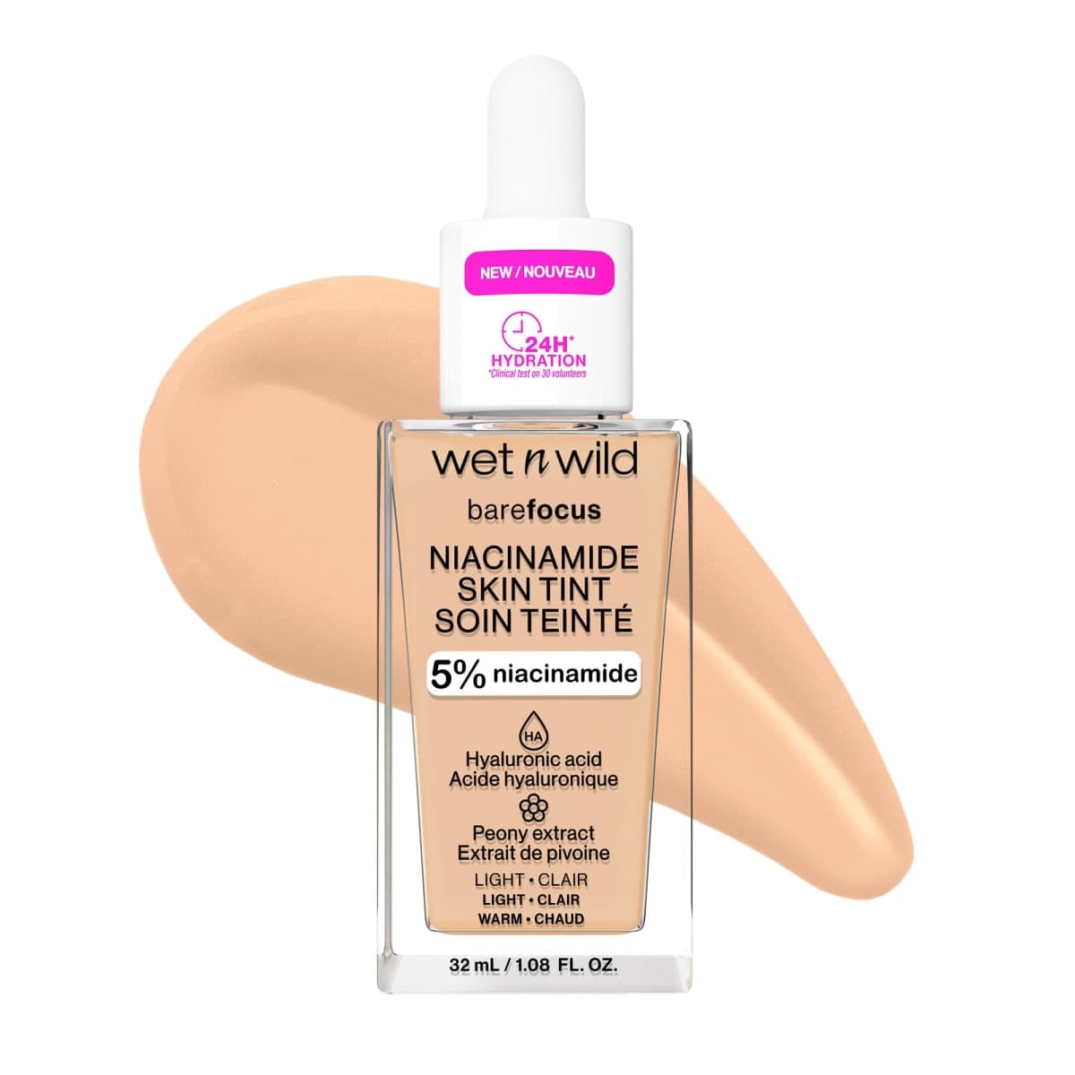 wet n wild Bare Focus Skin Tint, 5% Niacinamide Enriched, Buildable Sheer Lightweight Coverage, Natural Radiant Finish, Hyaluronic & Vitamin Hydration Boost, Cruelty-Free & Vegan-Light Medium Sand — image 1