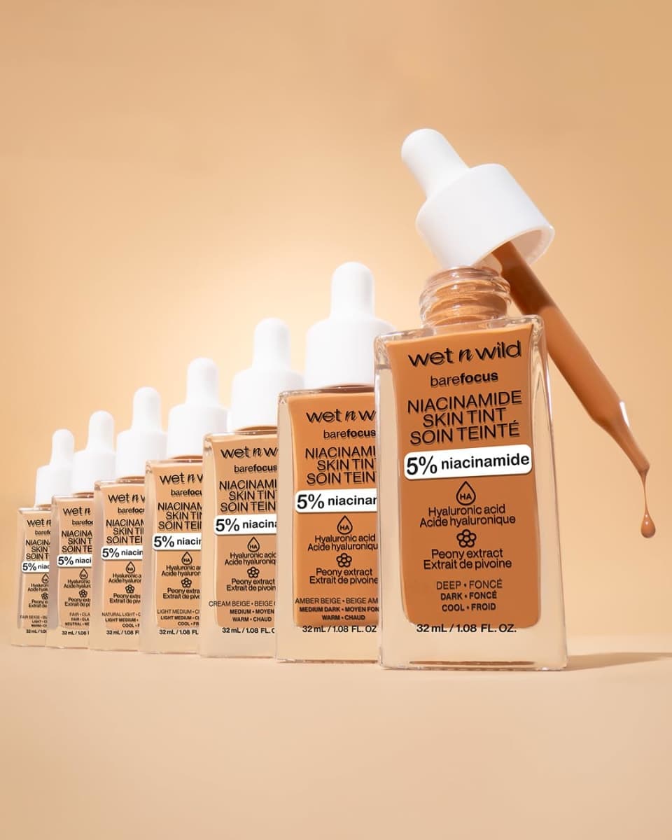 wet n wild Bare Focus Skin Tint, 5% Niacinamide Enriched, Buildable Sheer Lightweight Coverage, Natural Radiant Finish, Hyaluronic & Vitamin Hydration Boost, Cruelty-Free & Vegan-Light Medium Sand thumbnail 5