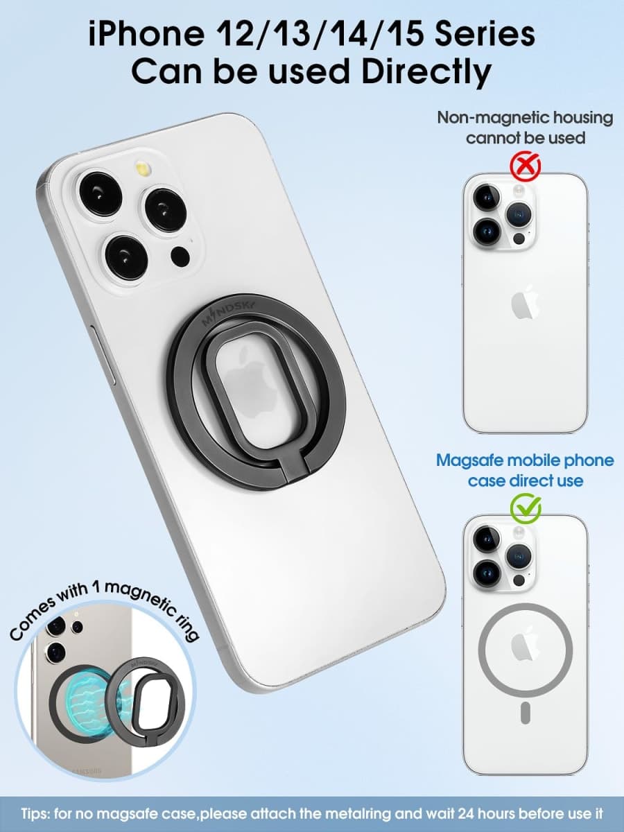 Mindsky Magnetic Phone Ring Holder for Mag-Safe [Ultra-Thin-Smooth] Cell Phone Grip Magnetic Phone Stand Compatible with iPhone 15 14 13 12 11 (Colorful) thumbnail 4