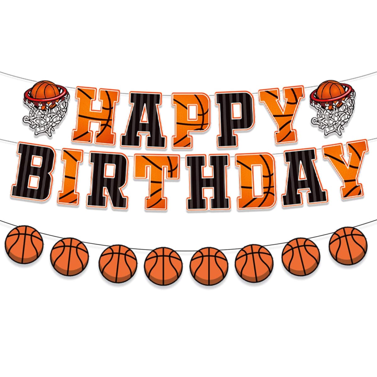 Basketball Happy Birthday Banners Basketball Themed Party Decorations，Basketball Garland Birthday Party Sign for Kids Teenagers Boys Men — image 1